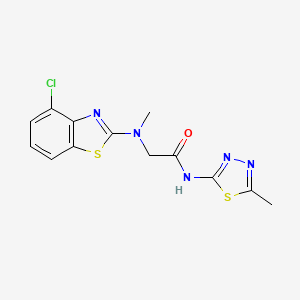 molecular formula C13H12ClN5OS2 B2817063 2-((4-chlorobenzo[d]thiazol-2-yl)(methyl)amino)-N-(5-methyl-1,3,4-thiadiazol-2-yl)acetamide CAS No. 1396854-23-1