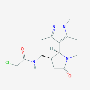 2-Chloro-N-[[(2S,3R)-1-methyl-5-oxo-2-(1,3,5-trimethylpyrazol-4-yl)pyrrolidin-3-yl]methyl]acetamide