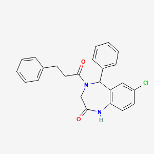 molecular formula C24H21ClN2O2 B2817089 7-chloro-5-phenyl-4-(3-phenylpropanoyl)-2,3,4,5-tetrahydro-1H-1,4-benzodiazepin-2-one CAS No. 533877-96-2