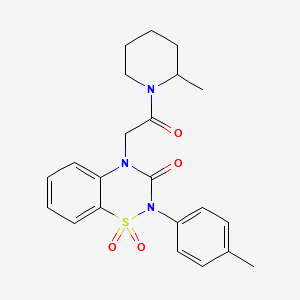 molecular formula C22H25N3O4S B2817092 2-(4-甲基苯基)-4-[2-(2-甲基哌啶-1-基)-2-氧代乙基]-2H-1,2,4-苯并噻二嗪-3(4H)-酮 1,1-二氧化物 CAS No. 899724-59-5