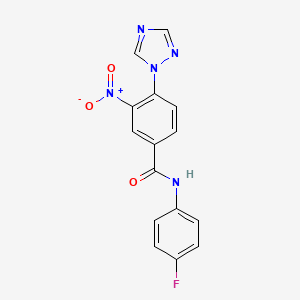 molecular formula C15H10FN5O3 B2817111 N-(4-氟苯基)-3-硝基-4-(1H-1,2,4-三唑-1-基)苯甲酰胺 CAS No. 338397-11-8