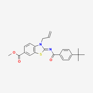 molecular formula C23H24N2O3S B2817122 (Z)-甲酸甲酯 3-烯丙基-2-((4-(叔丁基)苯甲酰亚胺)-2,3-二氢苯并[1,4]噻二唑-6-基)酯 CAS No. 865174-94-3