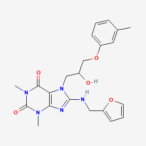 molecular formula C22H25N5O5 B2817136 8-((furan-2-ylmethyl)amino)-7-(2-hydroxy-3-(m-tolyloxy)propyl)-1,3-dimethyl-1H-purine-2,6(3H,7H)-dione CAS No. 923234-50-8