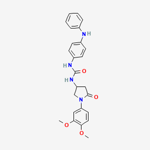 molecular formula C25H26N4O4 B2817139 1-(1-(3,4-Dimethoxyphenyl)-5-oxopyrrolidin-3-yl)-3-(4-(phenylamino)phenyl)urea CAS No. 894022-37-8