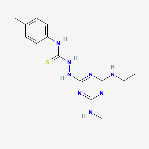 molecular formula C15H22N8S B2817140 3-{[4,6-Bis(ethylamino)-1,3,5-triazin-2-yl]amino}-1-(4-methylphenyl)thiourea CAS No. 438031-40-4