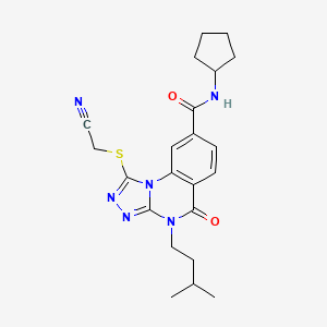 1-((cyanomethyl)thio)-N-cyclopentyl-4-isopentyl-5-oxo-4,5-dihydro-[1,2,4]triazolo[4,3-a]quinazoline-8-carboxamide