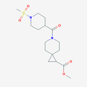 molecular formula C16H26N2O5S B2817186 Methyl 6-(1-(methylsulfonyl)piperidine-4-carbonyl)-6-azaspiro[2.5]octane-1-carboxylate CAS No. 2034308-10-4