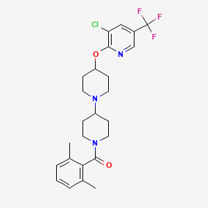 molecular formula C25H29ClF3N3O2 B2817187 (4-((3-Chloro-5-(trifluoromethyl)pyridin-2-yl)oxy)-[1,4'-bipiperidin]-1'-yl)(2,6-dimethylphenyl)methanone CAS No. 2034235-88-4