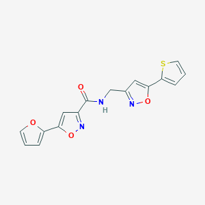 molecular formula C16H11N3O4S B2817236 5-(furan-2-yl)-N-((5-(thiophen-2-yl)isoxazol-3-yl)methyl)isoxazole-3-carboxamide CAS No. 1206998-14-2