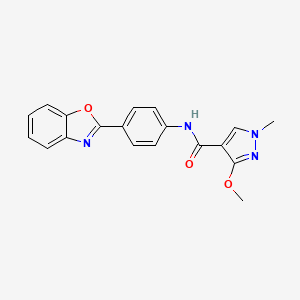 molecular formula C19H16N4O3 B2817245 N-(4-(苯并[d]噁唑-2-基)苯基)-3-甲氧基-1-甲基-1H-吡唑-4-甲酰胺 CAS No. 1207058-40-9
