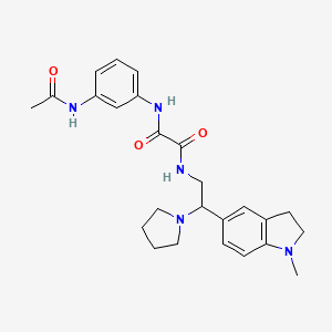 molecular formula C25H31N5O3 B2817257 N1-(3-acetamidophenyl)-N2-(2-(1-methylindolin-5-yl)-2-(pyrrolidin-1-yl)ethyl)oxalamide CAS No. 922556-67-0