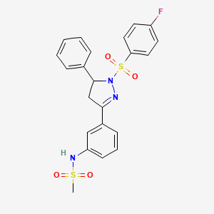 N-(3-(1-((4-fluorophenyl)sulfonyl)-5-phenyl-4,5-dihydro-1H-pyrazol-3-yl)phenyl)methanesulfonamide