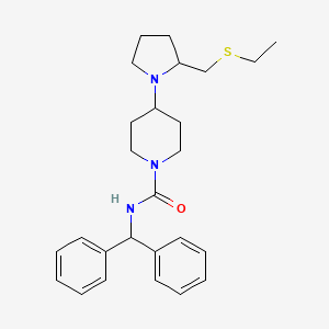 molecular formula C26H35N3OS B2817280 N-benzhydryl-4-(2-((ethylthio)methyl)pyrrolidin-1-yl)piperidine-1-carboxamide CAS No. 1795086-82-6
