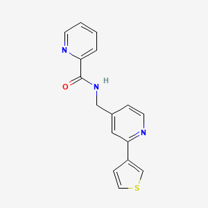 molecular formula C16H13N3OS B2817287 N-((2-(thiophen-3-yl)pyridin-4-yl)methyl)picolinamide CAS No. 2034307-37-2