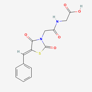 molecular formula C14H12N2O5S B2817304 (Z)-2-(2-(5-苄亚烯-2,4-二氧代噻唑烷-3-基)乙酰氨基)乙酸 CAS No. 638136-90-0