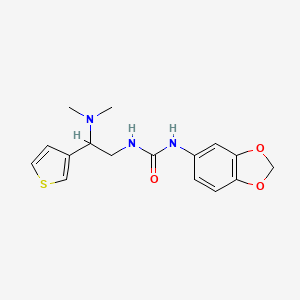 molecular formula C16H19N3O3S B2817312 1-(Benzo[d][1,3]dioxol-5-yl)-3-(2-(dimethylamino)-2-(thiophen-3-yl)ethyl)urea CAS No. 1105237-81-7