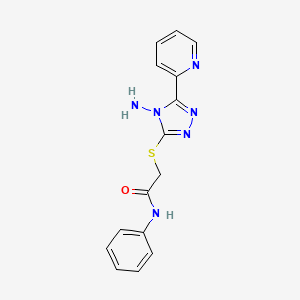 molecular formula C15H14N6OS B2817316 2-{[4-amino-5-(pyridin-2-yl)-4H-1,2,4-triazol-3-yl]sulfanyl}-N-phenylacetamide CAS No. 905781-01-3