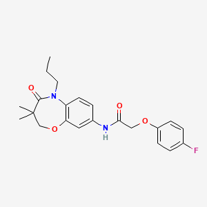 molecular formula C22H25FN2O4 B2817326 N-(3,3-二甲基-4-氧代-5-丙基-2,3,4,5-四氢苯并[b][1,4]噁唑啉-8-基)-2-(4-氟苯氧基)乙酰胺 CAS No. 921870-48-6