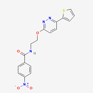 molecular formula C17H14N4O4S B2817331 4-硝基-N-(2-((6-(噻吩-2-基)吡啶并[3,4-d]嘧啶-3-基)氧基)乙基)苯酰胺 CAS No. 920377-56-6