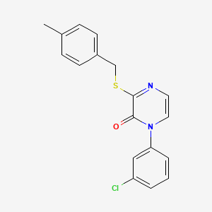 molecular formula C18H15ClN2OS B2817332 1-(3-chlorophenyl)-3-[(4-methylbenzyl)thio]pyrazin-2(1H)-one CAS No. 895105-35-8