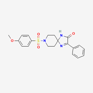 molecular formula C20H21N3O4S B2817336 8-((4-Methoxyphenyl)sulfonyl)-3-phenyl-1,4,8-triazaspiro[4.5]dec-3-en-2-one CAS No. 1189658-58-9