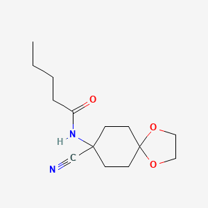 molecular formula C14H22N2O3 B2817344 N-{8-cyano-1,4-dioxaspiro[4.5]decan-8-yl}pentanamide CAS No. 1333708-39-6