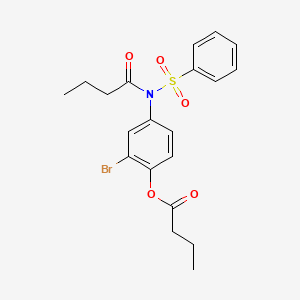 molecular formula C20H22BrNO5S B2817356 Butyric acid 4-(benzenesulfonyl-butyryl-amino)-2-bromo-phenyl ester CAS No. 331254-21-8