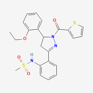 molecular formula C23H23N3O4S2 B2817359 N-(2-(5-(2-ethoxyphenyl)-1-(thiophene-2-carbonyl)-4,5-dihydro-1H-pyrazol-3-yl)phenyl)methanesulfonamide CAS No. 923245-23-2