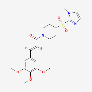 molecular formula C21H27N3O6S B2817368 (E)-1-(4-((1-methyl-1H-imidazol-2-yl)sulfonyl)piperidin-1-yl)-3-(3,4,5-trimethoxyphenyl)prop-2-en-1-one CAS No. 2321338-14-9