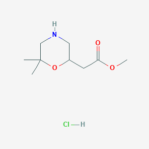 B2817389 Methyl 2-(6,6-dimethylmorpholin-2-yl)acetate;hydrochloride CAS No. 2243505-44-2