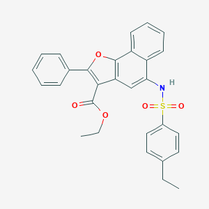 molecular formula C29H25NO5S B281739 Ethyl 5-{[(4-ethylphenyl)sulfonyl]amino}-2-phenylnaphtho[1,2-b]furan-3-carboxylate 