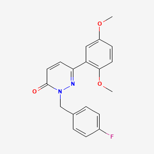 molecular formula C19H17FN2O3 B2817407 6-(2,5-二甲氧基苯基)-2-[(4-氟苯基)甲基]吡啶并[3H]酮 CAS No. 922914-11-2