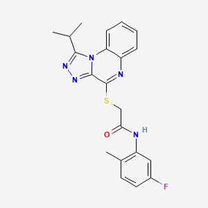 molecular formula C21H20FN5OS B2817415 N-(5-fluoro-2-methylphenyl)-2-[(1-isopropyl[1,2,4]triazolo[4,3-a]quinoxalin-4-yl)thio]acetamide CAS No. 1358247-19-4