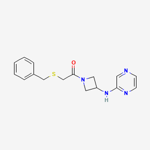 molecular formula C16H18N4OS B2817457 2-(Benzylthio)-1-(3-(pyrazin-2-ylamino)azetidin-1-yl)ethan-1-one CAS No. 2310017-38-8