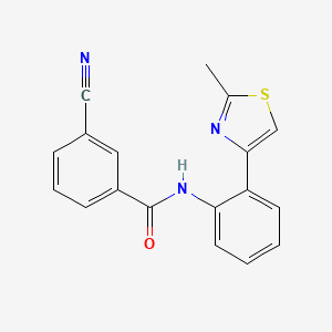 molecular formula C18H13N3OS B2817459 3-cyano-N-(2-(2-methylthiazol-4-yl)phenyl)benzamide CAS No. 1796947-22-2
