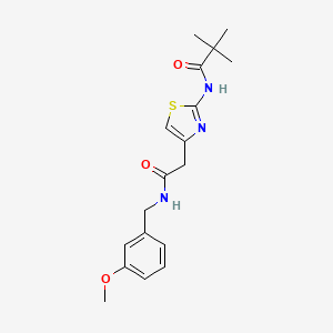 molecular formula C18H23N3O3S B2817480 N-(4-(2-((3-methoxybenzyl)amino)-2-oxoethyl)thiazol-2-yl)pivalamide CAS No. 923680-22-2