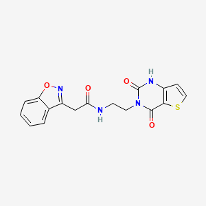 molecular formula C17H14N4O4S B2817486 2-(benzo[d]isoxazol-3-yl)-N-(2-(2,4-dioxo-1,2-dihydrothieno[3,2-d]pyrimidin-3(4H)-yl)ethyl)acetamide CAS No. 2034286-33-2