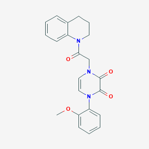 molecular formula C22H21N3O4 B2817491 1-(2-(3,4-dihydroquinolin-1(2H)-yl)-2-oxoethyl)-4-(2-methoxyphenyl)pyrazine-2,3(1H,4H)-dione CAS No. 1421451-65-1