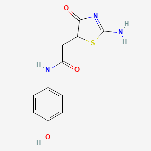 molecular formula C11H11N3O3S B2817527 N-(4-hydroxyphenyl)-2-(2-imino-4-oxothiazolidin-5-yl)acetamide CAS No. 526190-76-1