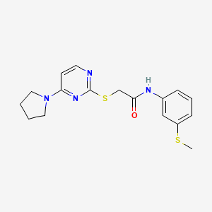 molecular formula C17H20N4OS2 B2817543 N-(3-(甲硫基)苯基)-2-((4-(吡咯啉-1-基)嘧啶-2-基)硫代)乙酰胺 CAS No. 1251648-07-3