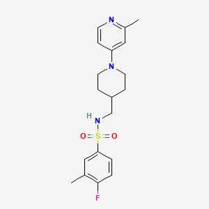 molecular formula C19H24FN3O2S B2817549 4-fluoro-3-methyl-N-((1-(2-methylpyridin-4-yl)piperidin-4-yl)methyl)benzenesulfonamide CAS No. 2034530-14-6