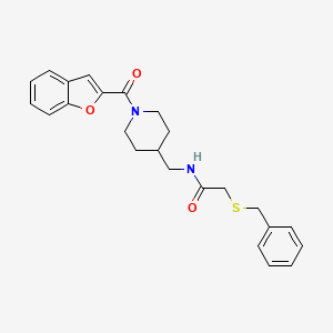 molecular formula C24H26N2O3S B2817566 N-((1-(benzofuran-2-carbonyl)piperidin-4-yl)methyl)-2-(benzylthio)acetamide CAS No. 1234902-35-2