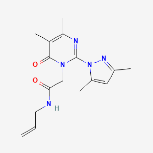 molecular formula C16H21N5O2 B2817570 N-烯丙基-2-(2-(3,5-二甲基-1H-吡唑-1-基)-4,5-二甲基-6-氧代嘧啶-1(6H)-基)乙酰胺 CAS No. 1002429-69-7