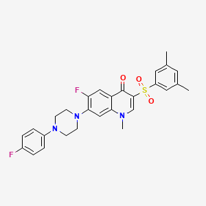 molecular formula C28H27F2N3O3S B2817573 3-[(3,5-二甲基苯基)磺酰]-6-氟-7-[4-(4-氟苯基)哌嗪-1-基]-1-甲基喹啉-4(1H)-酮 CAS No. 893789-80-5