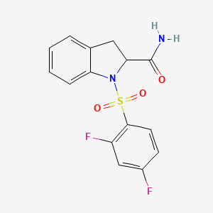 molecular formula C15H12F2N2O3S B2817582 1-((2,4-Difluorophenyl)sulfonyl)indoline-2-carboxamide CAS No. 1101205-40-6
