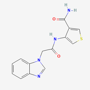 molecular formula C14H12N4O2S B2817583 4-(2-(1H-1,3-苯并二氮-1-基)乙酰氨基)噻吩-3-甲酰胺 CAS No. 2097936-48-4