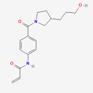 molecular formula C17H22N2O3 B2817594 N-[4-[3-(3-Hydroxypropyl)pyrrolidine-1-carbonyl]phenyl]prop-2-enamide CAS No. 2361885-20-1