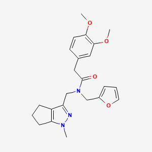 molecular formula C23H27N3O4 B2817643 2-(3,4-dimethoxyphenyl)-N-(furan-2-ylmethyl)-N-((1-methyl-1,4,5,6-tetrahydrocyclopenta[c]pyrazol-3-yl)methyl)acetamide CAS No. 1788682-25-6