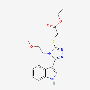 ethyl 2-((5-(1H-indol-3-yl)-4-(2-methoxyethyl)-4H-1,2,4-triazol-3-yl)thio)acetate