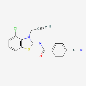 molecular formula C18H10ClN3OS B2817649 N-(4-chloro-3-prop-2-ynyl-1,3-benzothiazol-2-ylidene)-4-cyanobenzamide CAS No. 868377-51-9